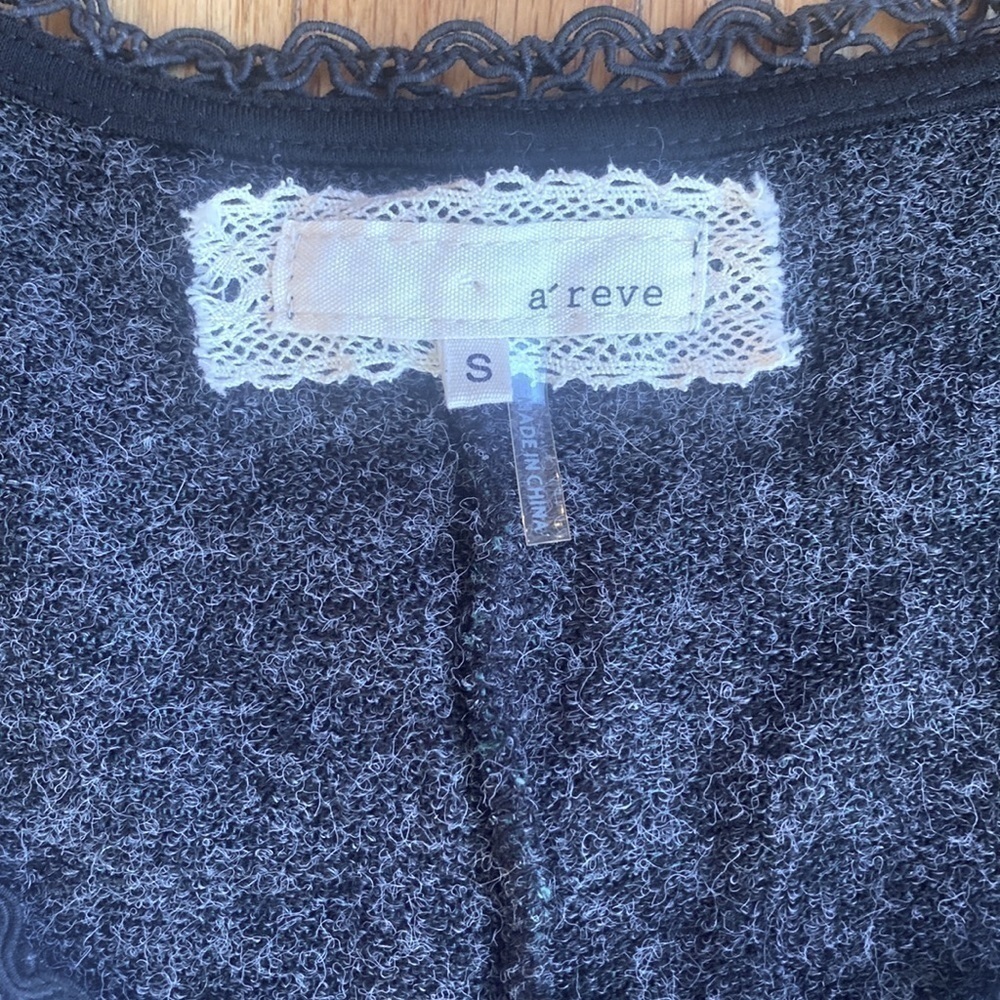 Anthropologie A'Reve Lace Trim Tunic Sweater Small Boho Tassel Knit Top - Picture 3 of 7